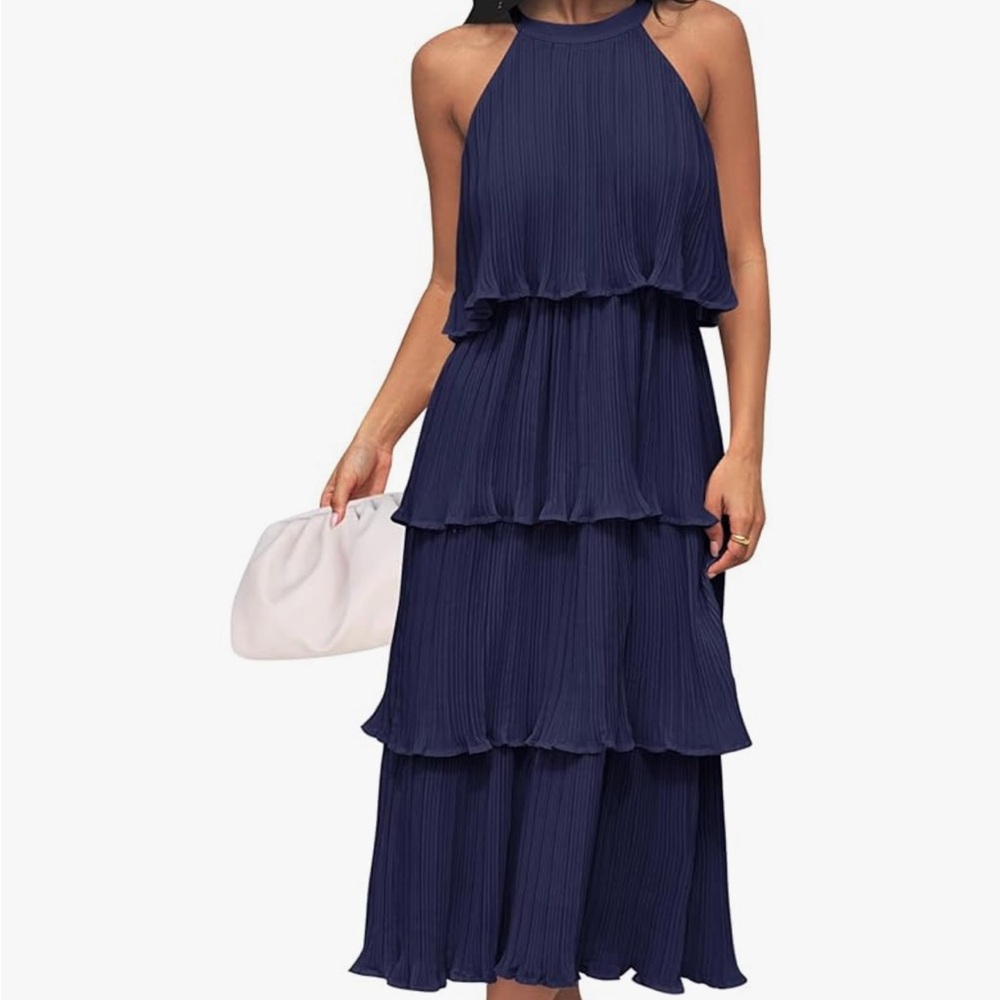 Zesika Sleeveless Halter Ruffle Dress